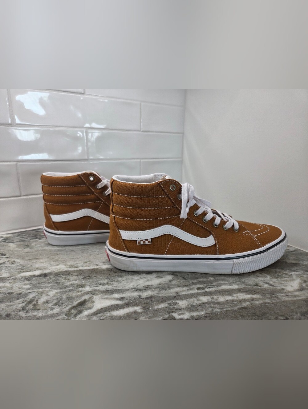 Vans Skate Sk8-Hi Canvas Golden Brown Sneakers Mens Size 12 - Picture 8 of 10